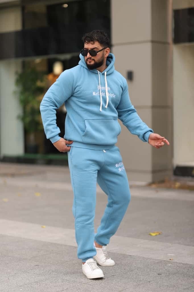 Xorvio Erkek Unisex Kapüşonlu Kanguru Cepli Şardonlu 3 Iplik Kışlık Içi Polarlı Günlük Eşofman Takım
