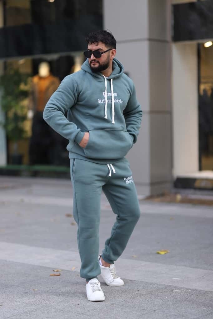 Xorvio Erkek Unisex Kapüşonlu Kanguru Cepli Şardonlu 3 Iplik Kışlık Içi Polarlı Günlük Eşofman Takım