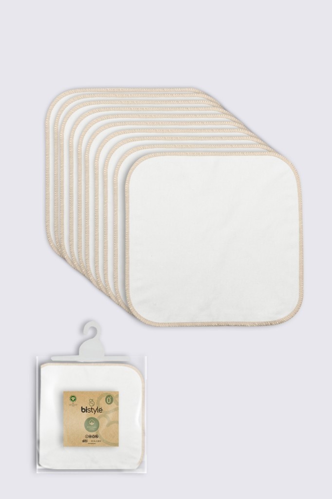 Cotton Soft Organik 28X28 10'lu Penye Mendil 90101 Ekru