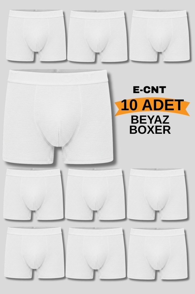 Cnt Erkek 10'lu Likralı Boxer Seti, Pamuklu Nefes Alan Rahat İç Giyim