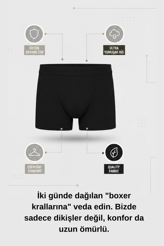 Cnt Erkek 10'lu Likralı Boxer Seti, Pamuklu Nefes Alan Rahat İç Giyim görsel 5