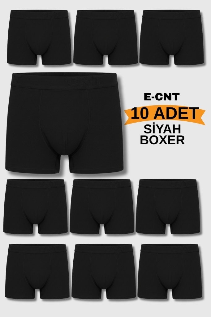Cnt Erkek 10'lu Likralı Boxer Seti, Pamuklu Nefes Alan Rahat İç Giyim