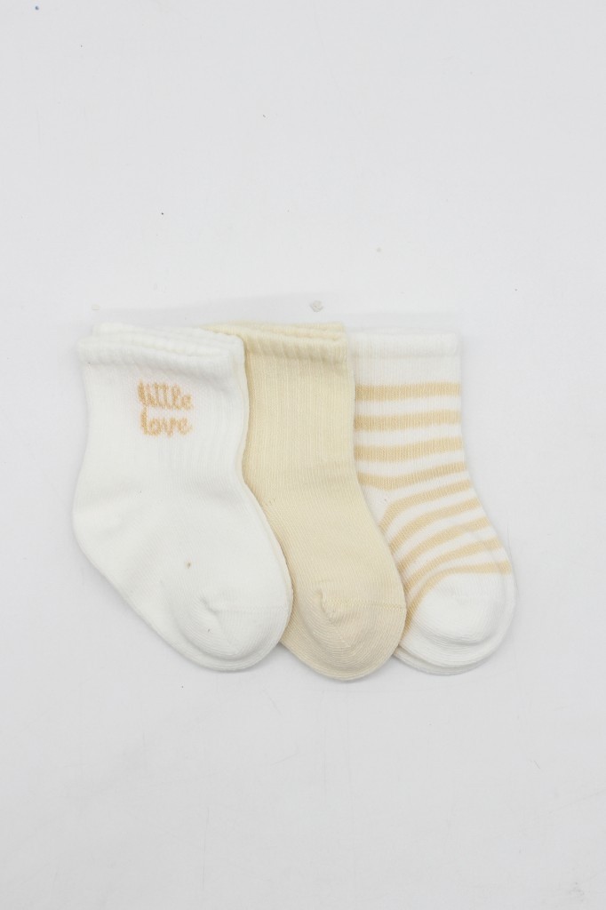 Akıllı Bayi Little Love Girl 3'lü Penye Soket Çorap 10137 Ekru görsel 2