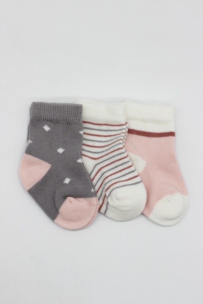 Akıllı Bayi 3'lü Penye Kız Soket Çorap 10112 Gri görsel 2