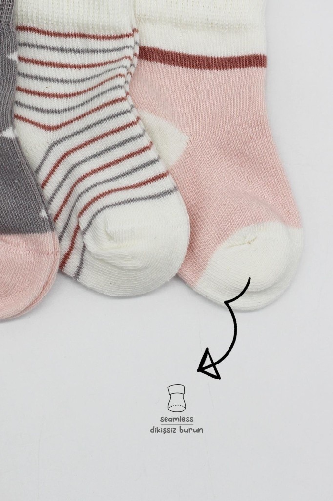 Akıllı Bayi 3'lü Penye Kız Soket Çorap 10112 Gri görsel 3