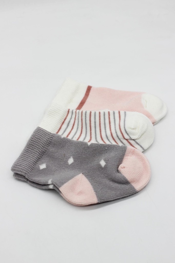 Akıllı Bayi 3'lü Penye Kız Soket Çorap 10112 Gri görsel 4