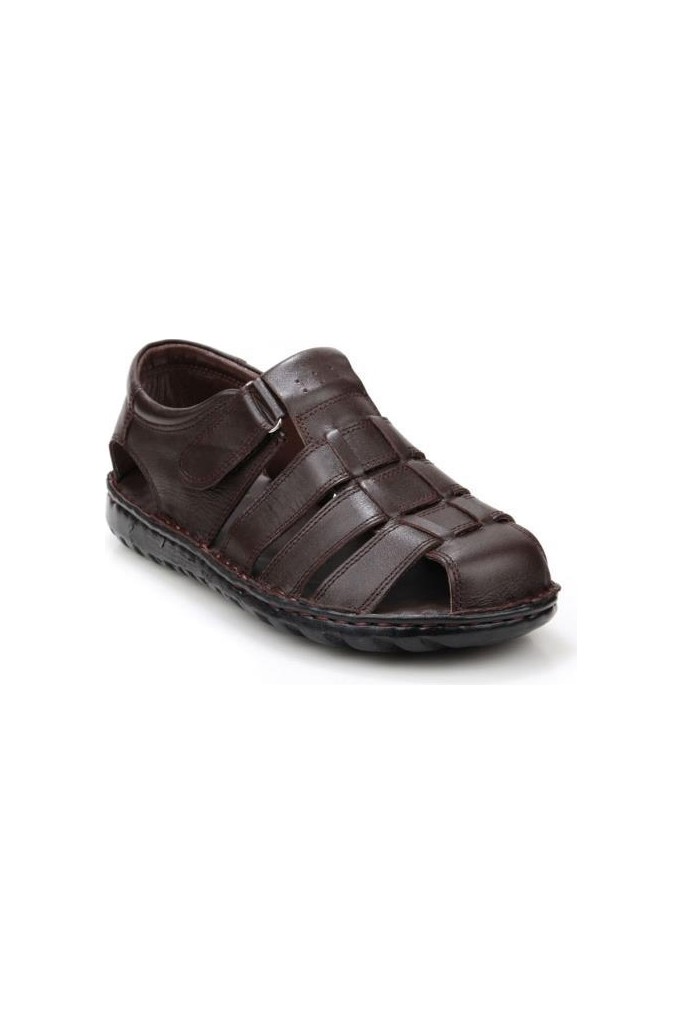 Papuçcity Emr 03532 Hakiki Deri Erkek Ortopedik Sandalet Ayakkabı görsel 6