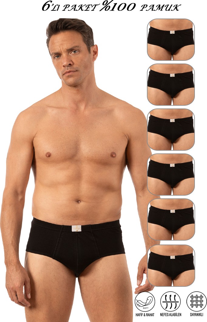 Özkan Underwear Özkan 0037 6'lı Paket Erkek Pamuklu Penye Süprem Esnek Rahat Slip Külot