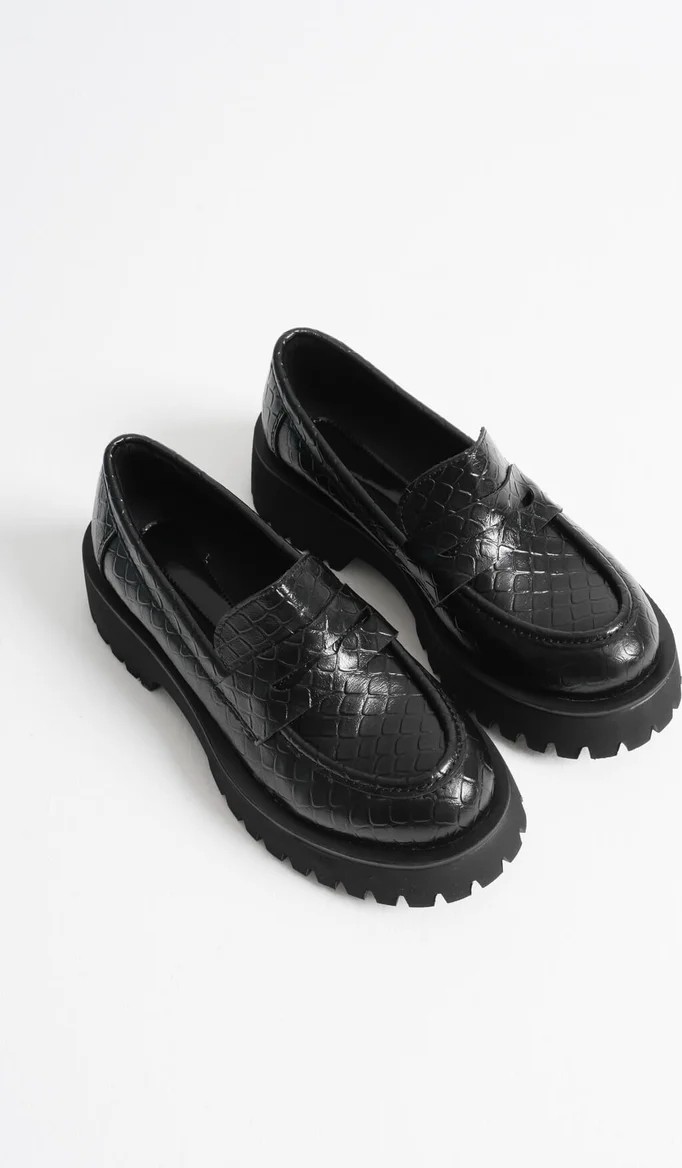 Fantastik Store Kadın Günlük Siyah Kroko Loafer Ayakkabı TR10MS02G görsel 2
