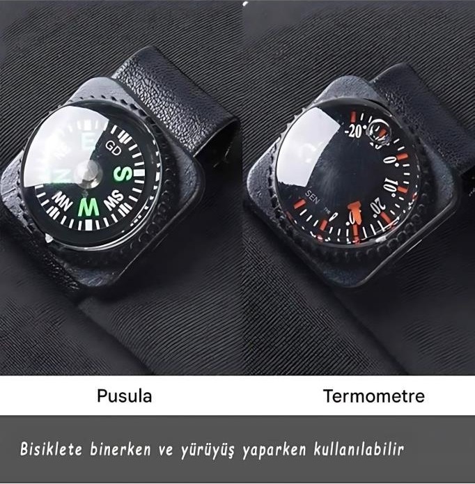 Single Sword Tam Parmak Uzun Parmaklı Dokunmatik Parmak Özellikli Pusula ve Termometreli Eldiven - Beden: M | Renk: Siyah görsel 5