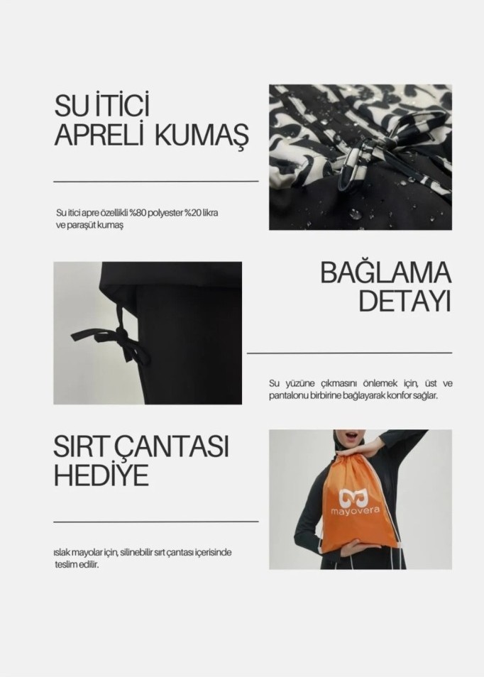 Mayovera Zebra Tek Mayo Üst Tasarım Tesettür Mayo görsel 4