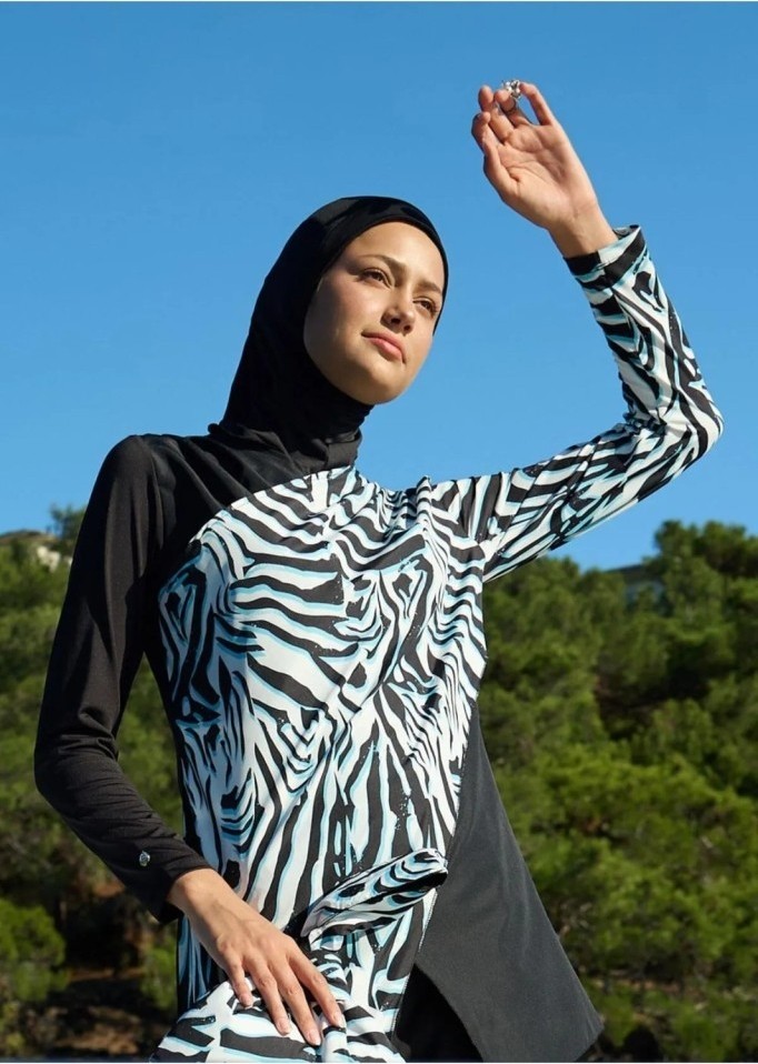 Mayovera Zebra Tek Mayo Üst Tasarım Tesettür Mayo görsel 2