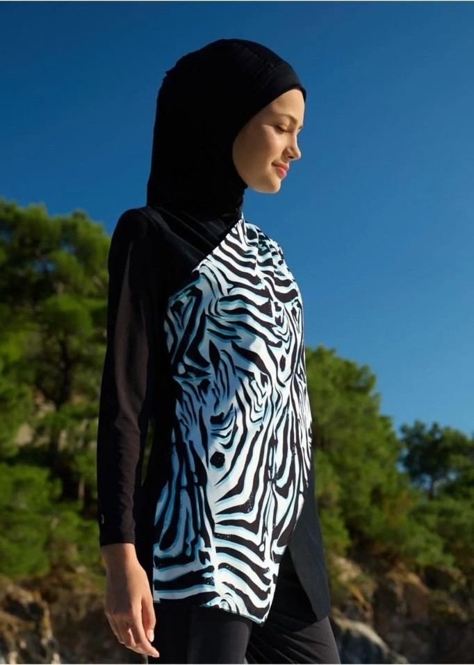 Mayovera Zebra Tek Mayo Üst Tasarım Tesettür Mayo görsel 5