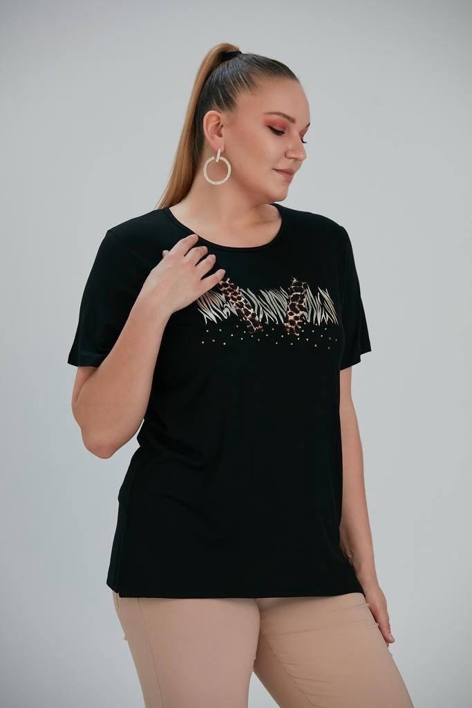 Wearon Kadın Penye Kumaş Büyük Beden Tshırt görsel 3