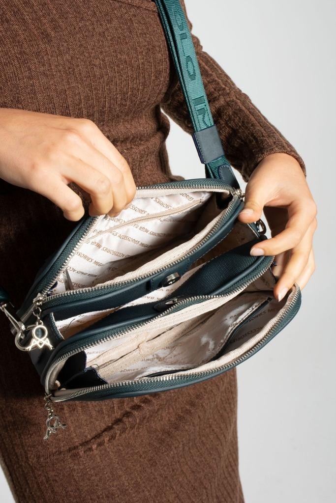 Baginn Çapraz Askılı Kadın Omuz Çantası 25*15 cm Vegan Deri Mega Bag Postacı Çanta Suni Deri görsel 8