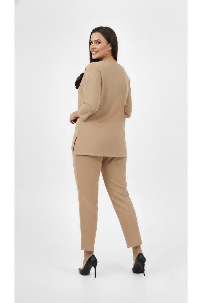 Moda Xlarge Kadın Büyük Beden Truvakar Kol Çiçek Detaylı Iki Iplik Eşofman Takımı 8224-26 görsel 6