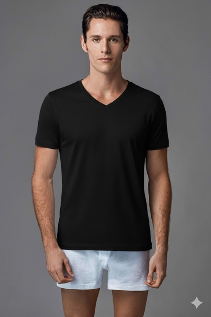 Eros Erkek %100 Pamuk V Yaka Kısa Kollu 2'li Paket T-Shirt Atlet ERS039