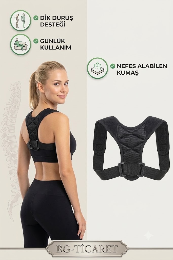 bgvibe Dik Duruş Korsesi Postür Düzeltici Sırt ve Omuz Destekleyici Skolyoz Ayarlanabilir Korse görsel 5