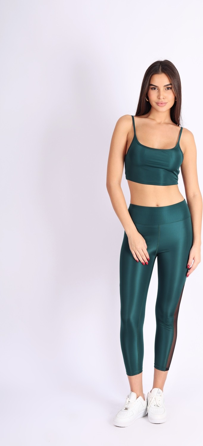 Soft & Basic Kadın Tayt Takım Polyester Paçası Tül Detaylı Yüksek Bel Tayt ve Bralet görsel 3