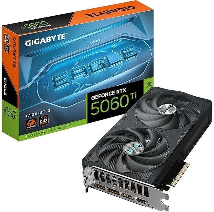 Resim Geforce Rtx 5060 Ti Eagle Oc 16G Grafik Kartı 16 GB Gddr7 128-BIT Pcıe 5.0 Wındforce Cooling 3x Displayport 1x HDMI 