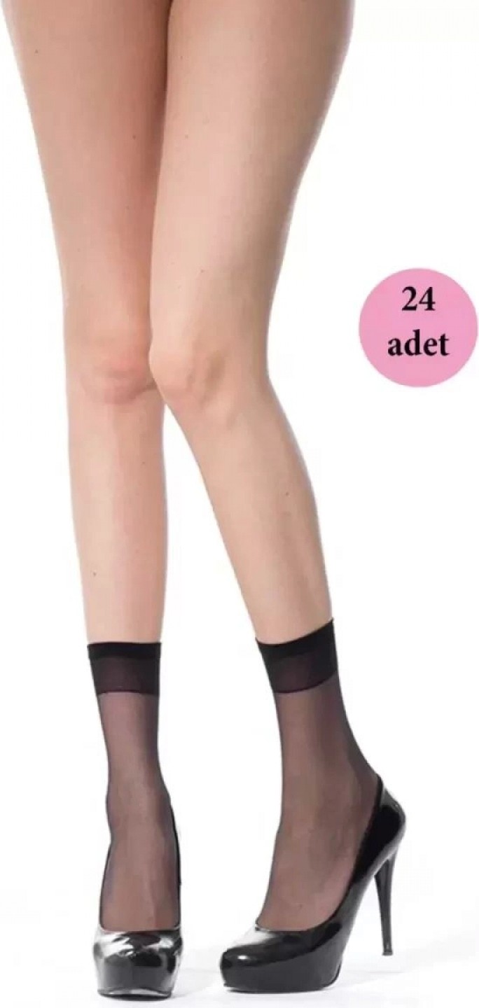 Hace Bazaar 24 Adet Ince Soket Çorap 20 Denye 500 Siyah