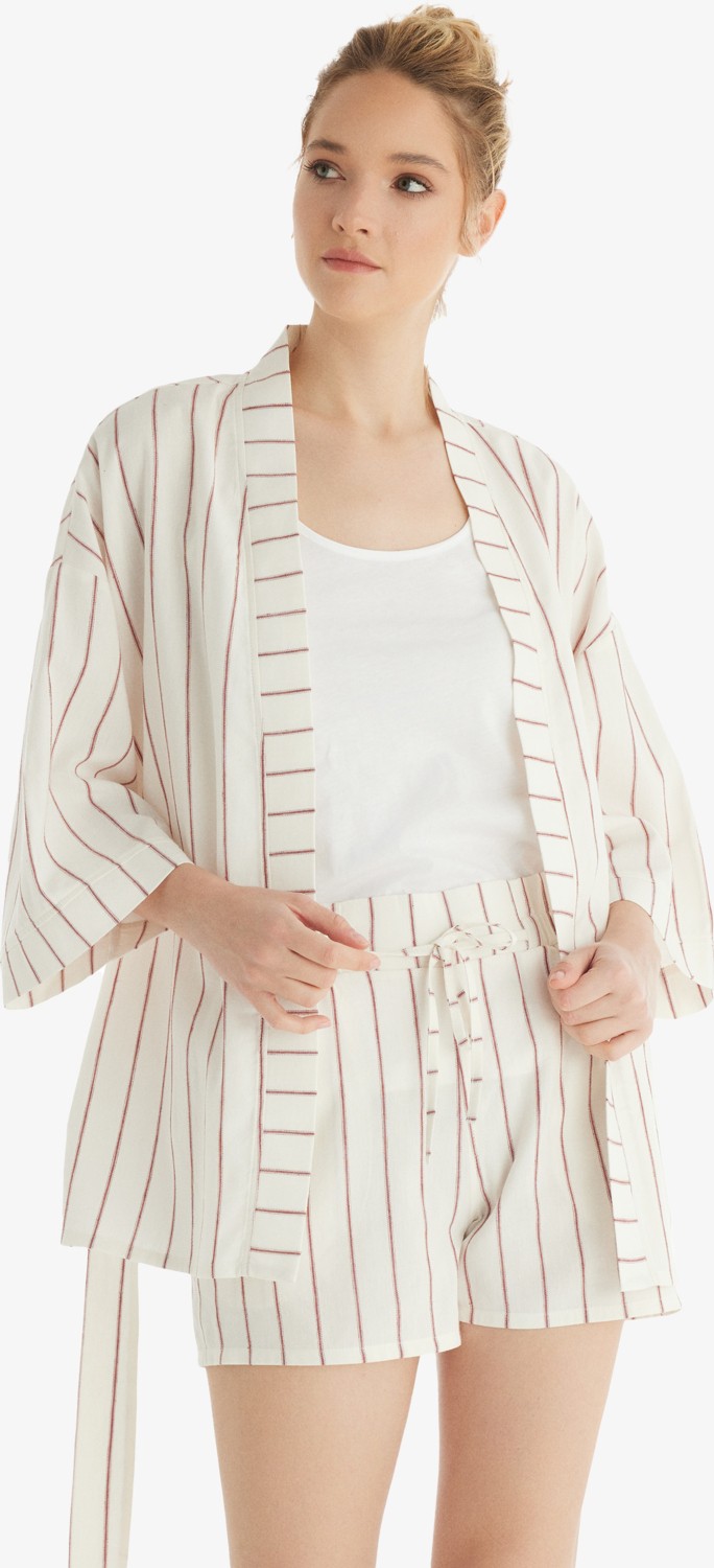 Blackspade Kadın Kimono 60557 - Bordo Çizgili görsel 2