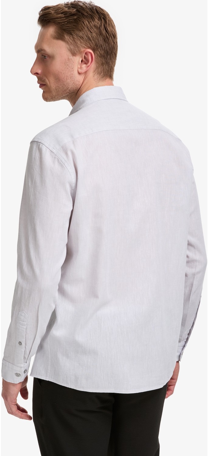 Pierre Cardin Erkek Lacivert Keten Karışımlı Regular Fit Uzun Kollu Gömlek 50325356-VR033 görsel 5