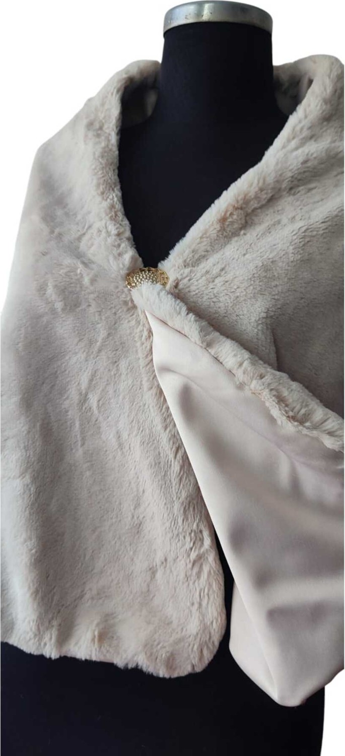 Moda Nur Bolero Pelerin, Kürk Bolero, Taş Renk Bolero ,gelin Pelerin. 1.40*50 görsel 2