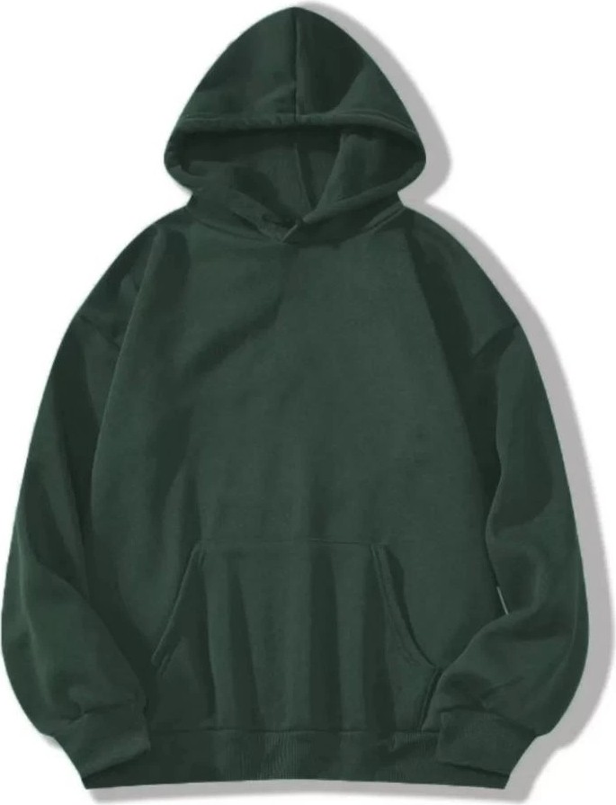 Tarz Yeri Kadın Kapüşonlu Kanguru Cepli 3 Iplik Pamuklu Düz Hoodie Sweatshirt - Haki