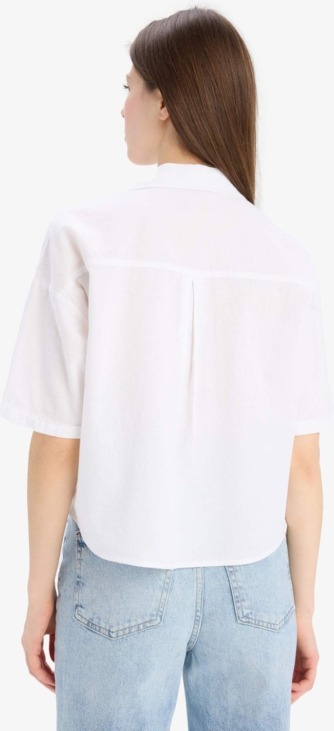 DeFacto Keten Karışımlı Boxy Fit Cepli Basic Gömlek V2523AZ25SP görsel 6