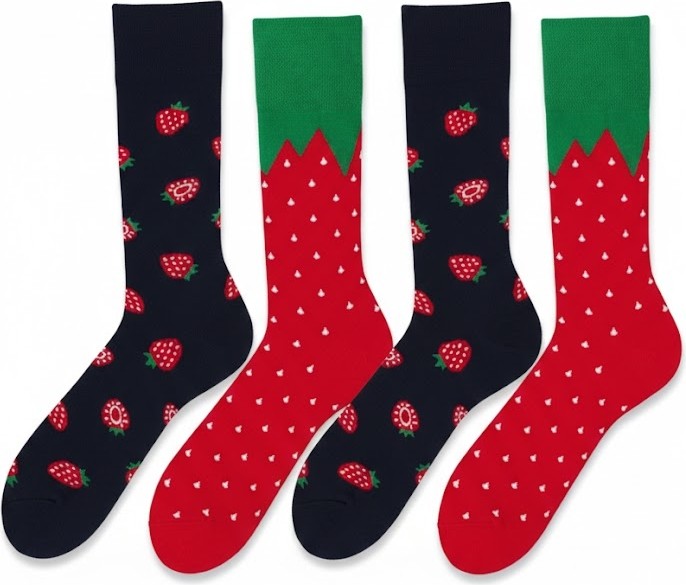 Carnaval Socks Sağlı Sollu Çilek Desenli Soket Çorap 2’li Set, %85 Pamuk, 36-42 Numara (2 Çift) görsel 2