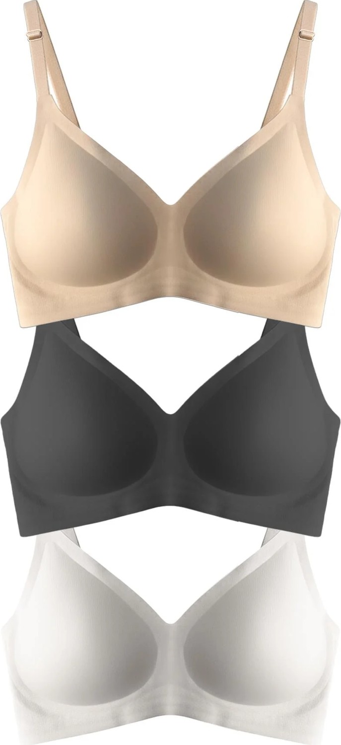 Cottonhill Seamless Bra - Pure | Lazer Kesim Dikişsiz Ayarlanabilir Askılı Balensiz Kadın Sütyen 3'lü Paket