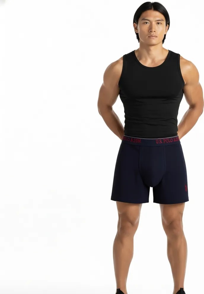 U.S. Polo Assn. Erkek Siyah - Antrasit Melanj - Lacivert 3'lü Boxer 90005 görsel 6