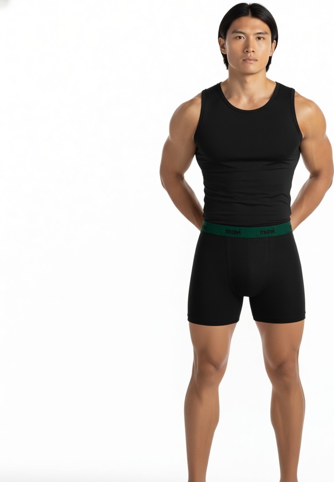 Mavi 3lü Siyah Basic Boxer 0911408-85585 görsel 5