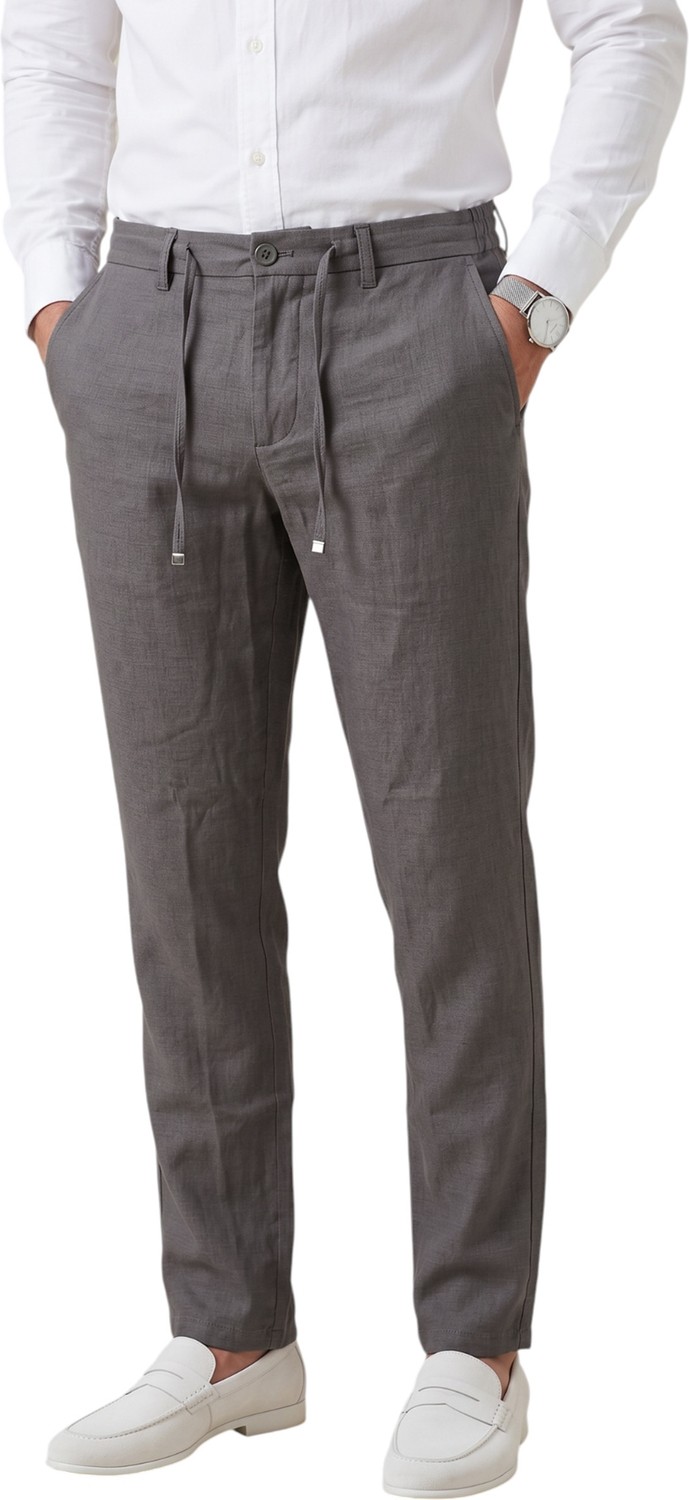 RizzUP Lacivert Slim Fit Likralı Keten Dokulu Lastikli Belli Ipli Yazlık Erkek Pantolon 2603001