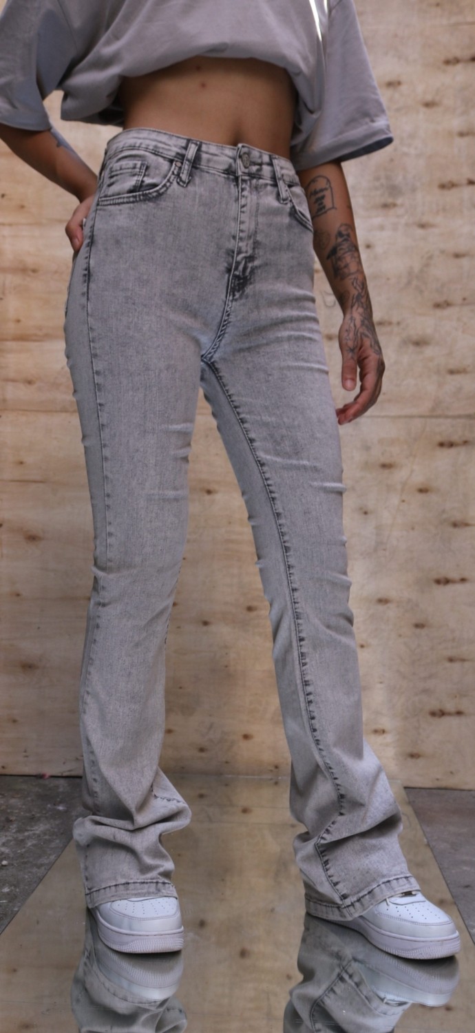 Viking Jeans Gri Rahat Kalıp Kadın Palazzo