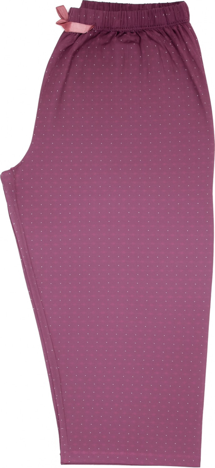 Made By Me Mor Puantiyeli Desenli Kaliteli Büyük Beden Kadın Yüksek Bel Yazlık Pijama Altı Kapri Bermuda görsel 2