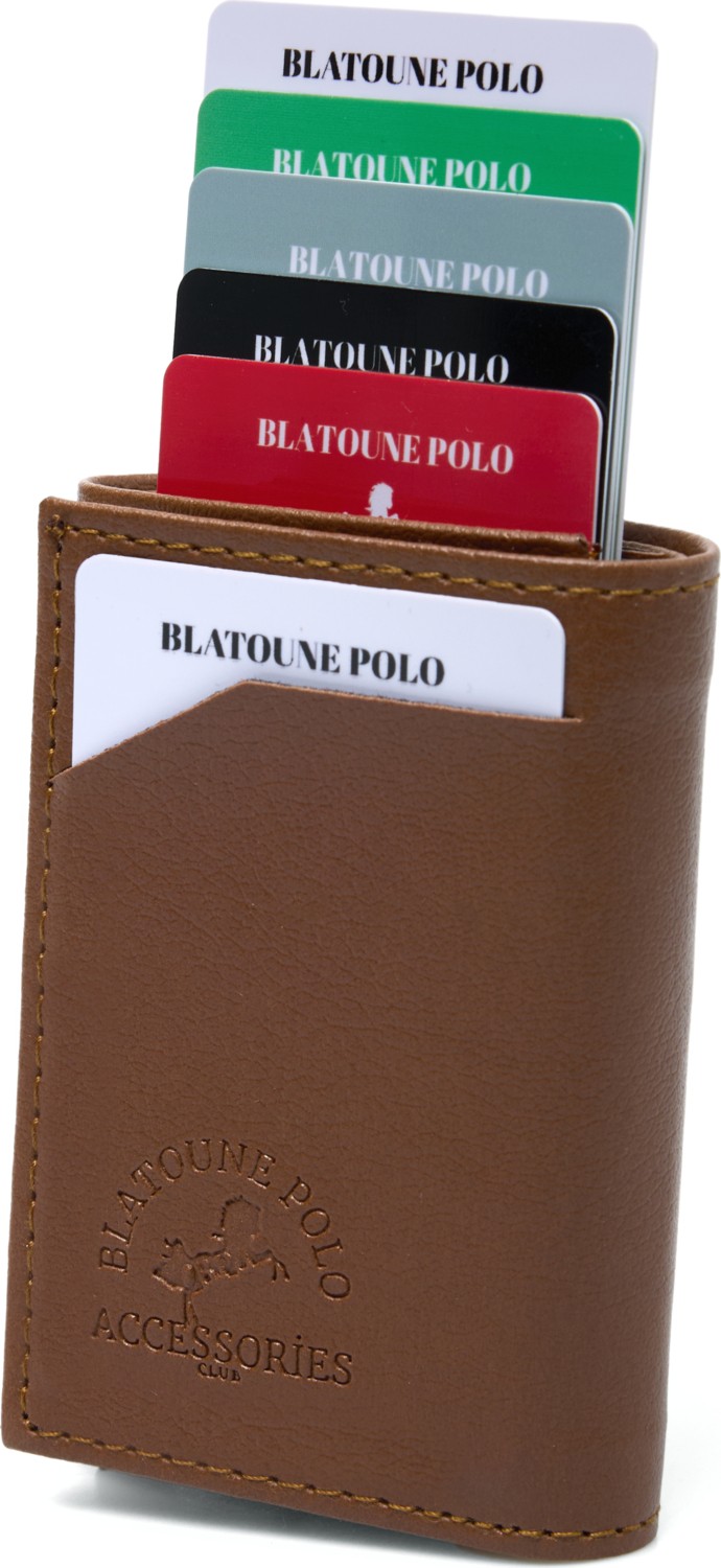 Blatoune Polo Erkek Vegan Deri RFID Korumalı Para Bölmeli Mekanizmalı Kartlık Cüzdan