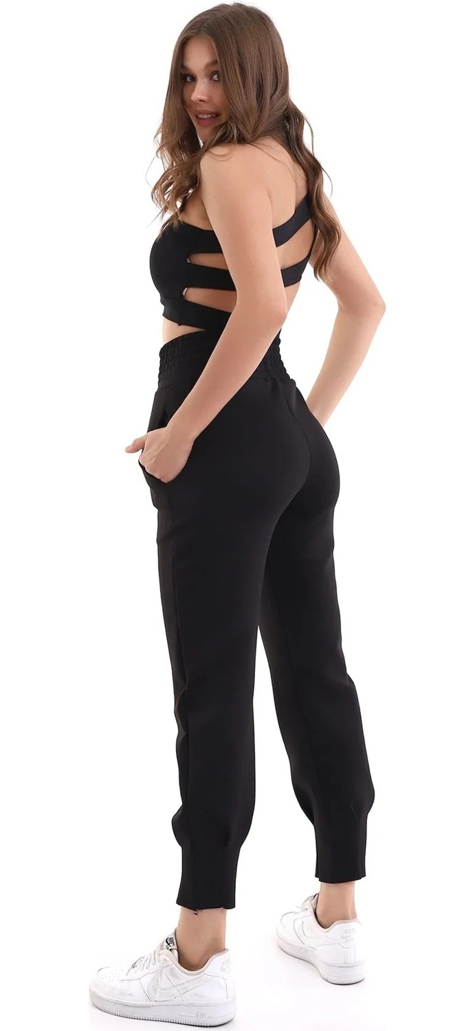 Win Moda Yüksek Bel Scuba Dalgıç Eşofman Altı Geniş Kemer görsel 2