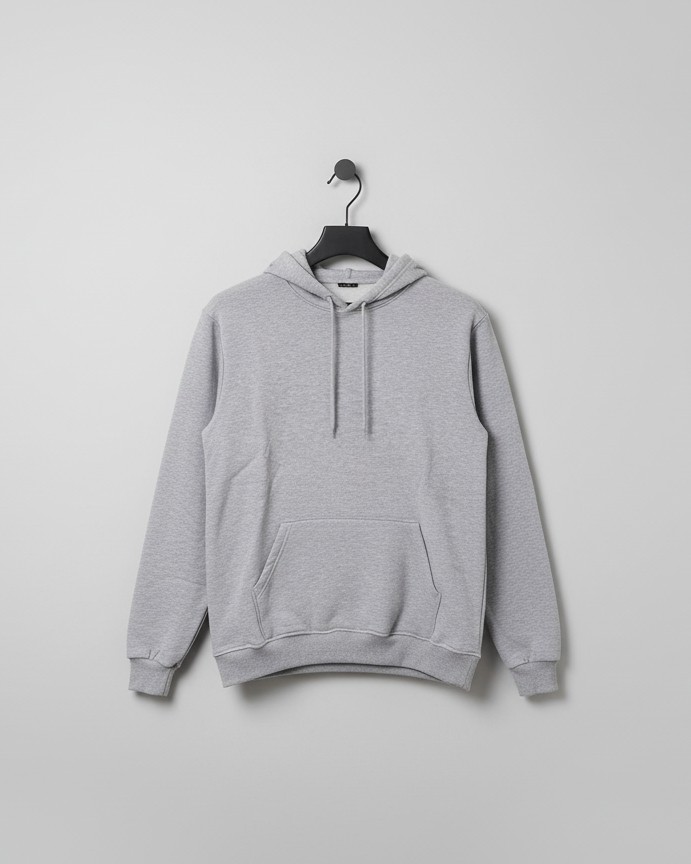 Balkonda Sweatshirt Kapüşonlu 3 Iplik Bol Kesim Yumuşak Esnek Unisex Mat Siyah görsel 4