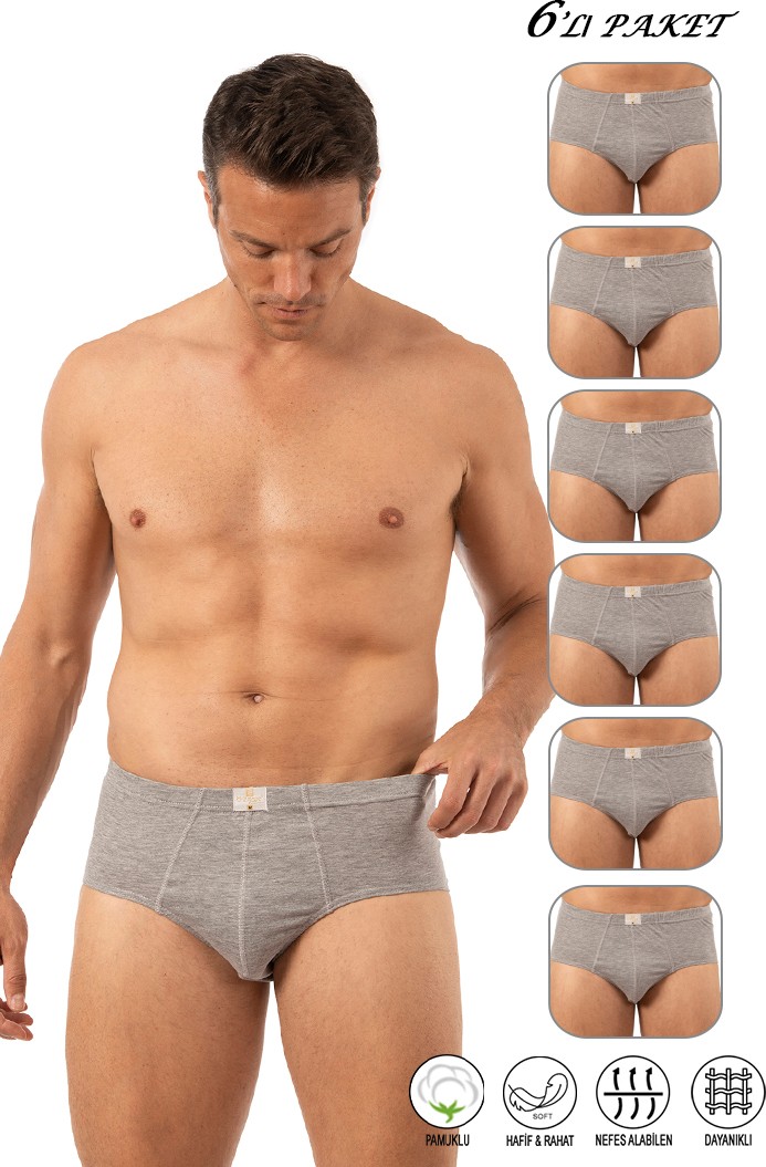 Özkan Underwear Özkan 0037 6'lı Paket Erkek Pamuklu Penye Süprem Esnek Rahat Slip Külot görsel 6