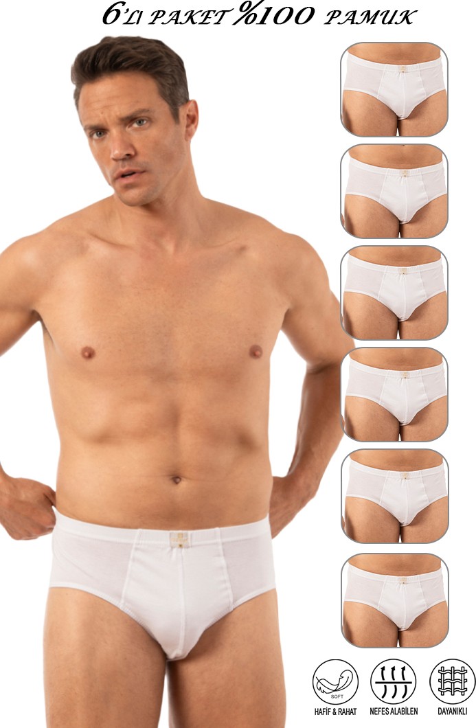 Özkan Underwear Özkan 0037 6'lı Paket Erkek Pamuklu Penye Süprem Esnek Rahat Slip Külot