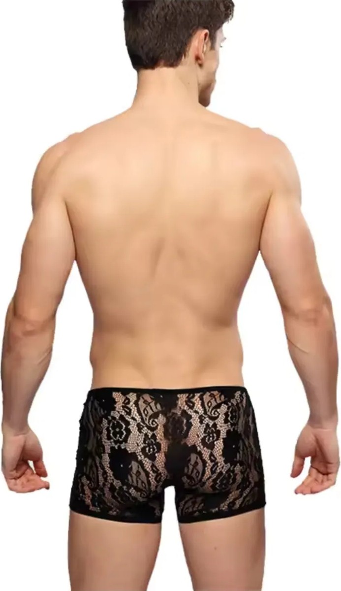 Melonika Secret Fantezi Dantelli Seksi Siyah Erkek Boxer - Seksi Erkek Iç Çamaşırı BC4612 görsel 2