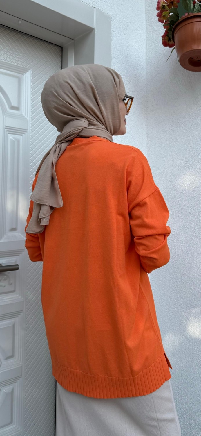 Jooq Düğme Detaylı Ceket Tunik Turuncu görsel 3