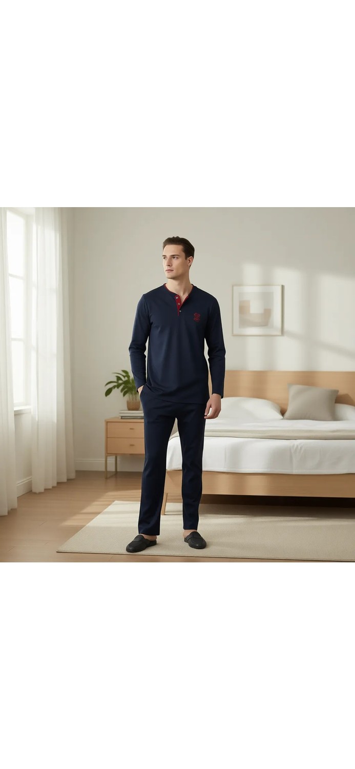 D'S Damat Regular Fit Cotton Pijama Takımı K.lacivert görsel 3