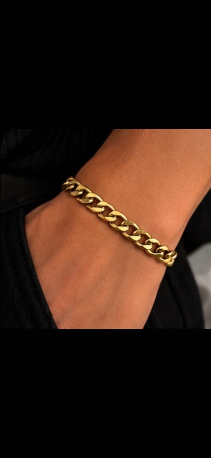 Xuping Unisex Gold Gurmet Zincir Bileklik Paslanmaz Çelik Şık Klasik Tasarım görsel 2
