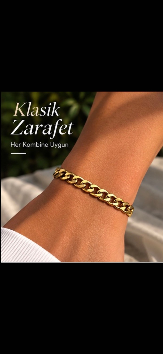 Xuping Unisex Gold Gurmet Zincir Bileklik Paslanmaz Çelik Şık Klasik Tasarım görsel 3