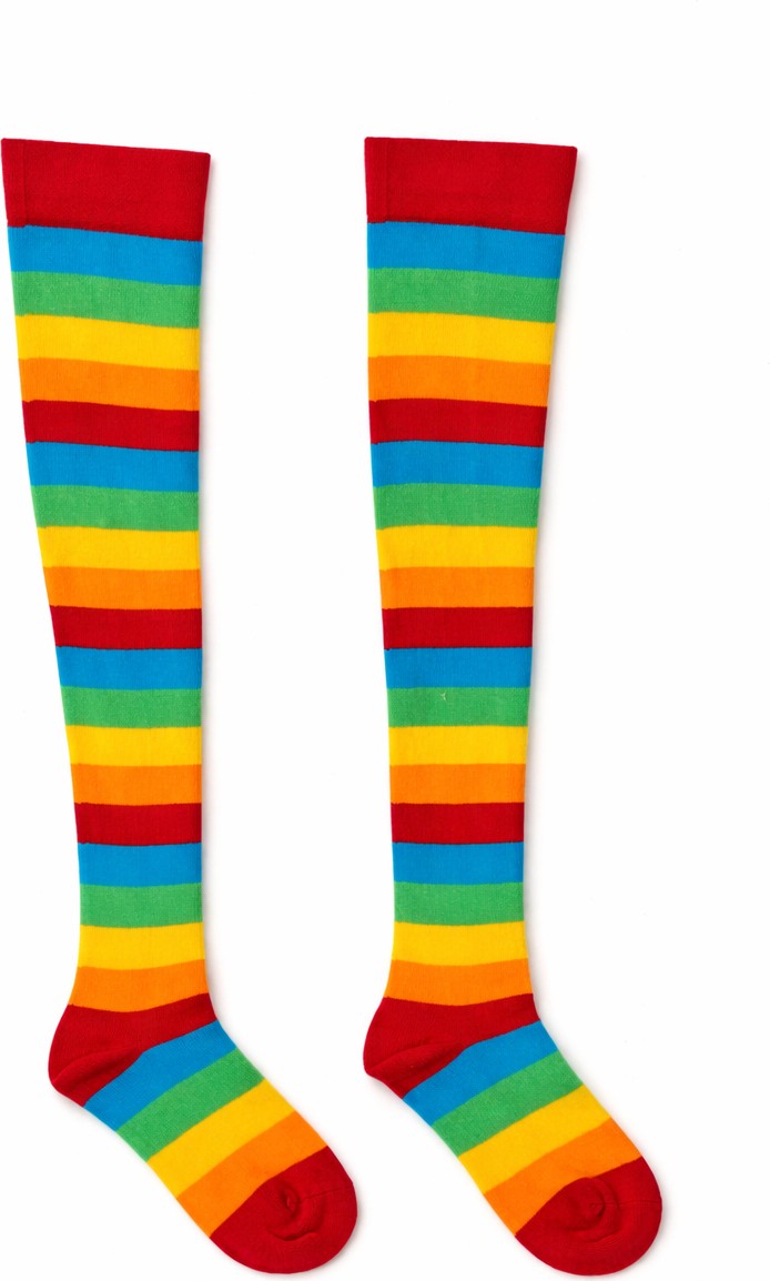 Carnaval Socks Gökkuşağı Desenli Çizgili Kadın Diz Üstü Çorap görsel 3