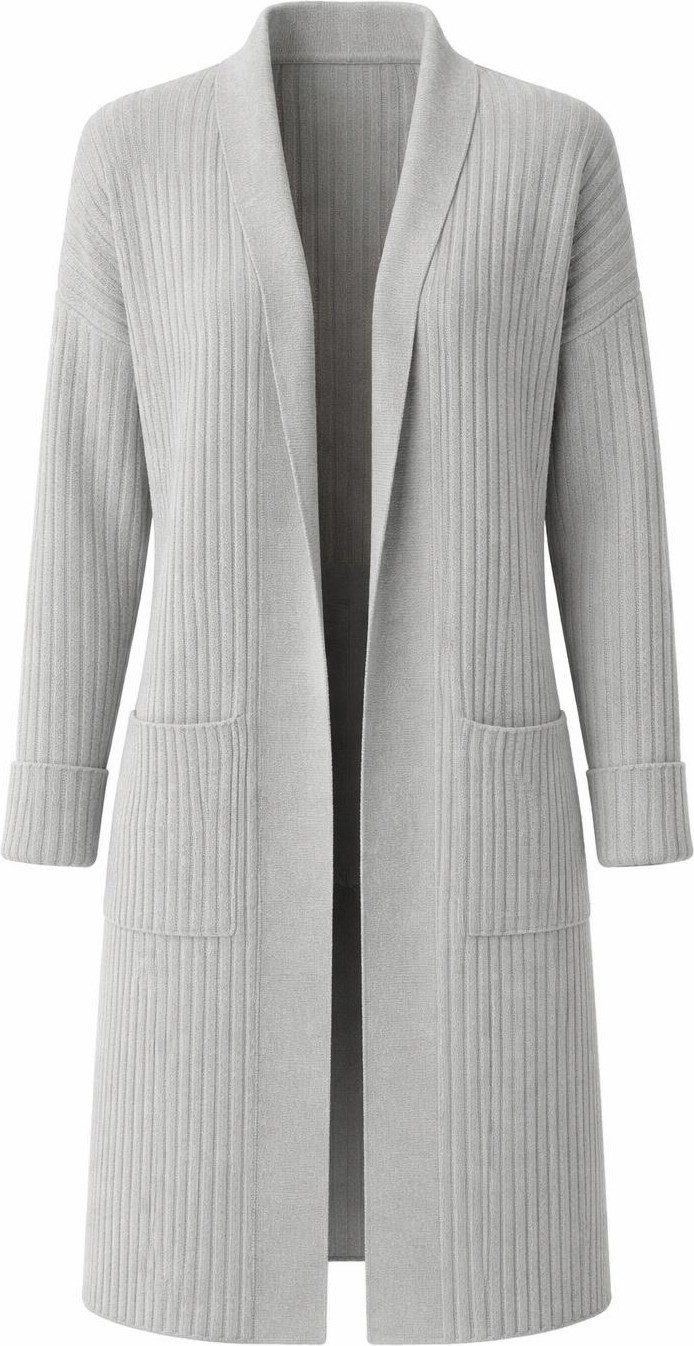 Wearified Kadın Şal Yaka Oversize Uzun Triko Hırka görsel 2