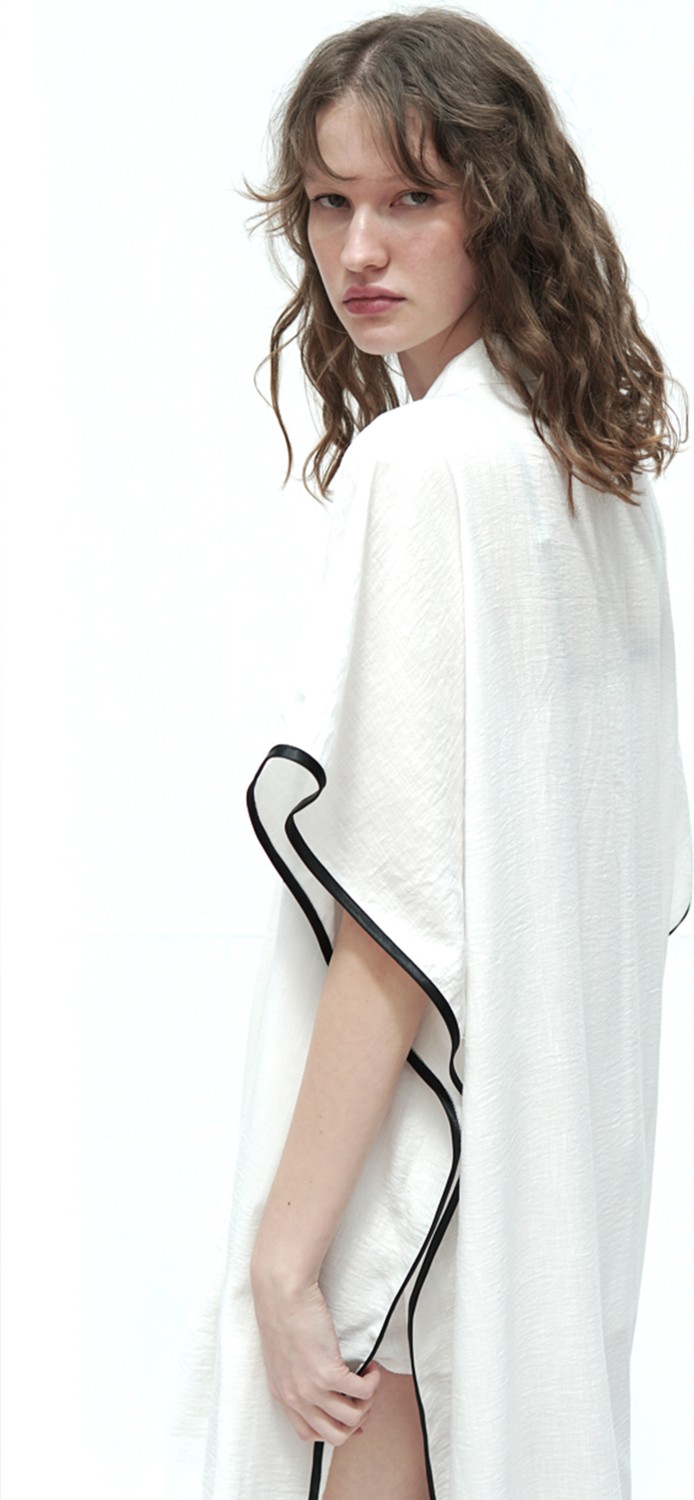 Mita Concept Beyaz Keten Abaya görsel 4